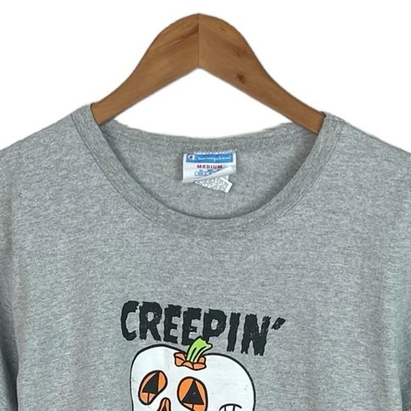 TS1023 Men’s Champion Brand Creeping it Real Halloween Pumpkin T Shirt M - Picture 3 of 4